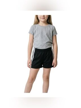 Faded Glory Black with White Side Stripe Athletic Shorts Girls Size 6/6X